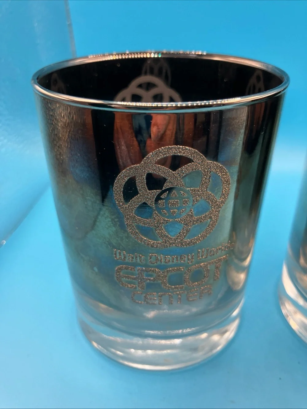 Walt Disney World Epcot Center Mirror Ombre Souvenir Tumbler Glasses vintage